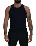 Blue Cotton Sleeveless Logo Men T-shirt - it48-m