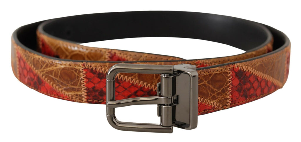 Multicolor Exotic Vintage Chrome Buckle Belt - 90-cm-36-inches