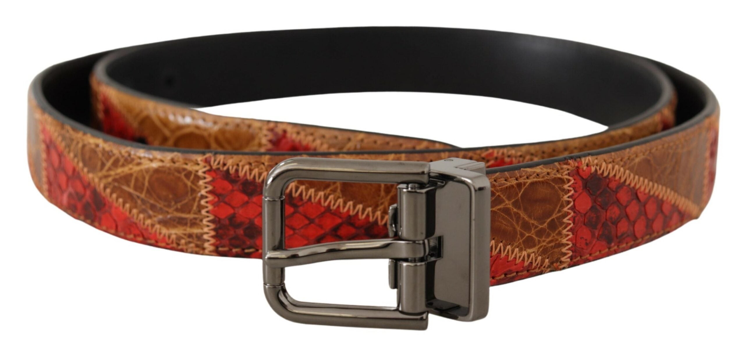 Multicolor Exotic Vintage Chrome Buckle Belt - 90-cm-36-inches