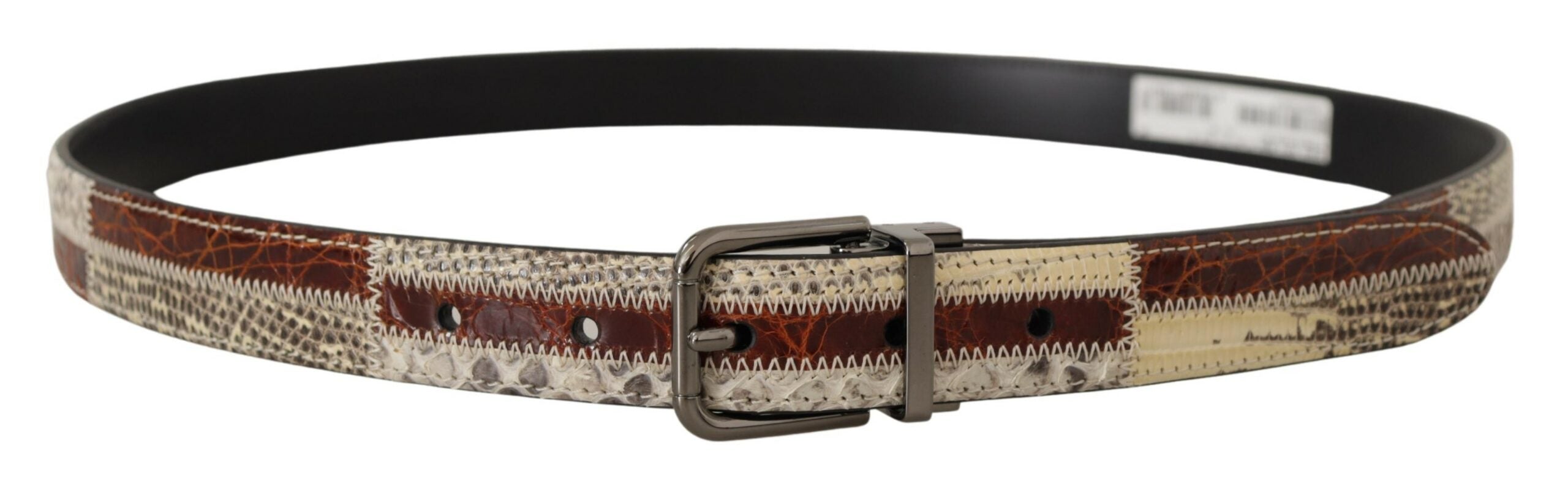 Multicolor Exotic Leather Patchwork Metal Belt - 90-cm-36-inches