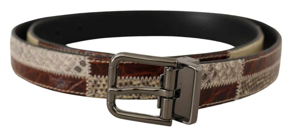 Multicolor Exotic Leather Patchwork Metal Belt - 90-cm-36-inches