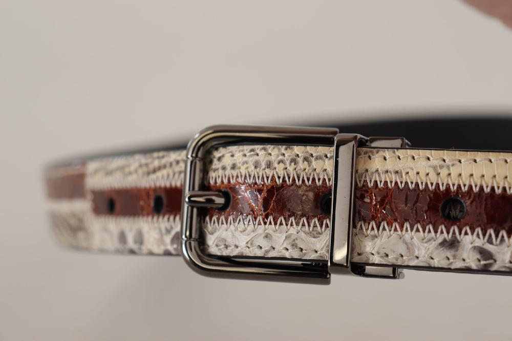 Multicolor Exotic Leather Patchwork Metal Belt - 90-cm-36-inches