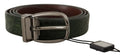 Green Exotic Leather Silver Buckle Belt - 95-cm-38-inches