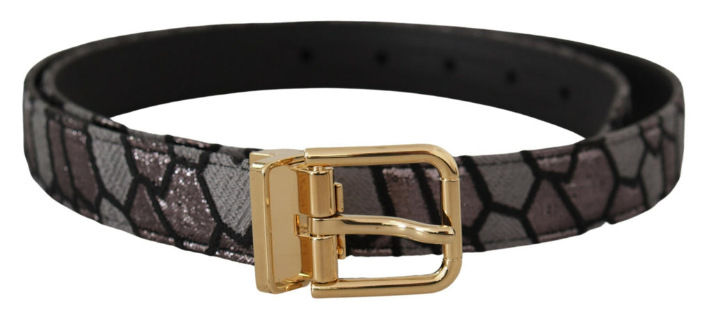 Multicolor Patchwork Leather Gold Jaquard Belt - 90-cm-36-inches