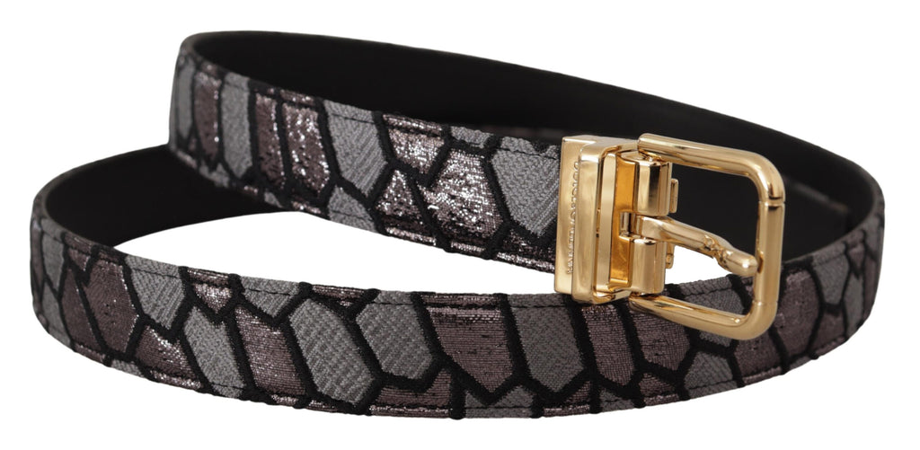 Multicolor Patchwork Leather Gold Jaquard Belt - 90-cm-36-inches