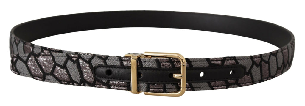 Multicolor Patchwork Leather Gold Jaquard Belt - 90-cm-36-inches