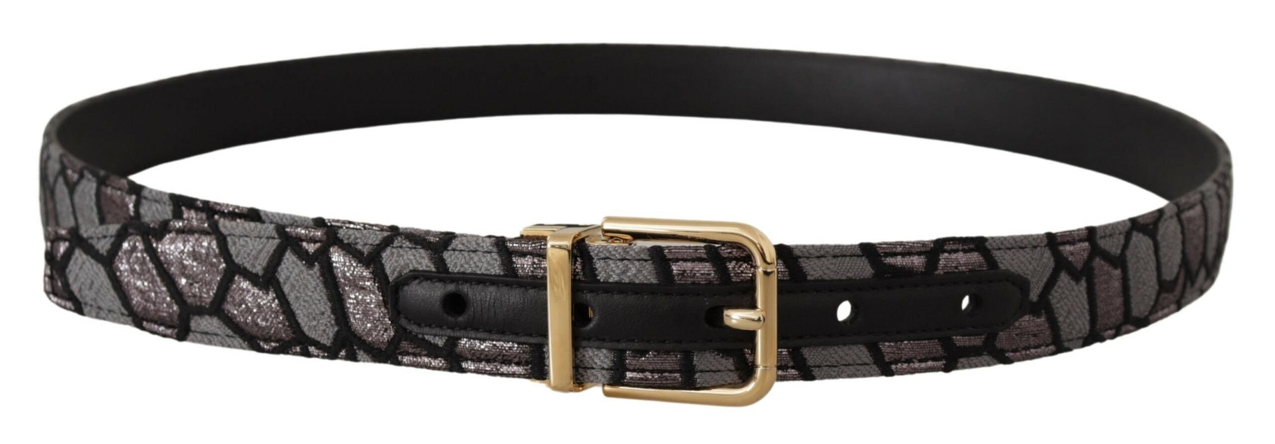 Multicolor Patchwork Leather Gold Jaquard Belt - 90-cm-36-inches