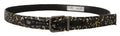 Gold Black Two-toned Leather Chrome Buckle Belt - 90-cm-36-inches