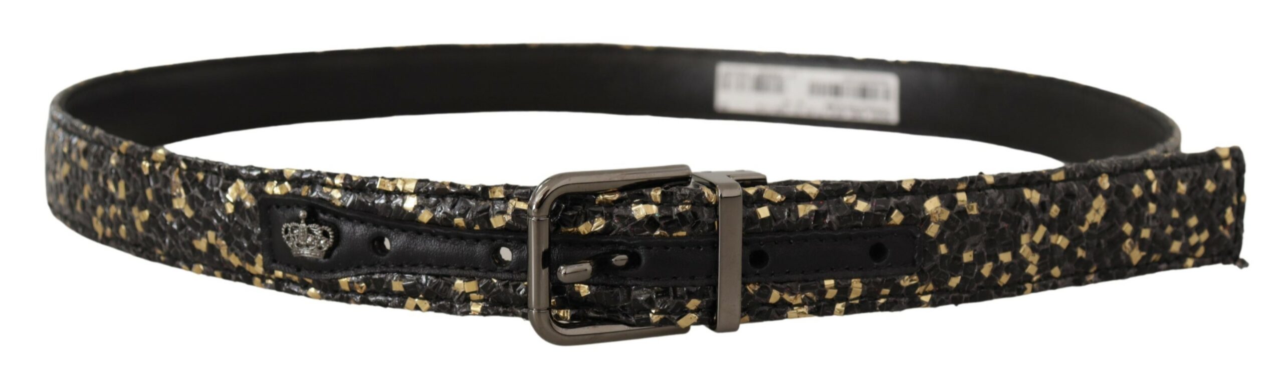 Gold Black Two-toned Leather Chrome Buckle Belt - 90-cm-36-inches