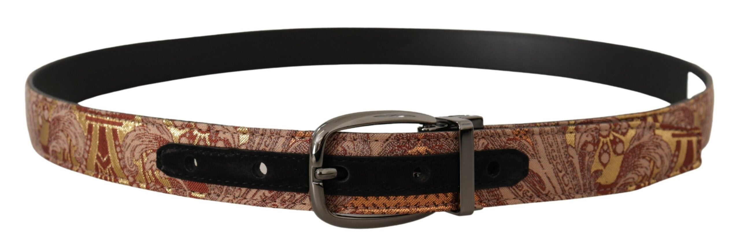 Multicolor Embossed Leather Black Metal Buckle Belt - 85-cm-34-inches