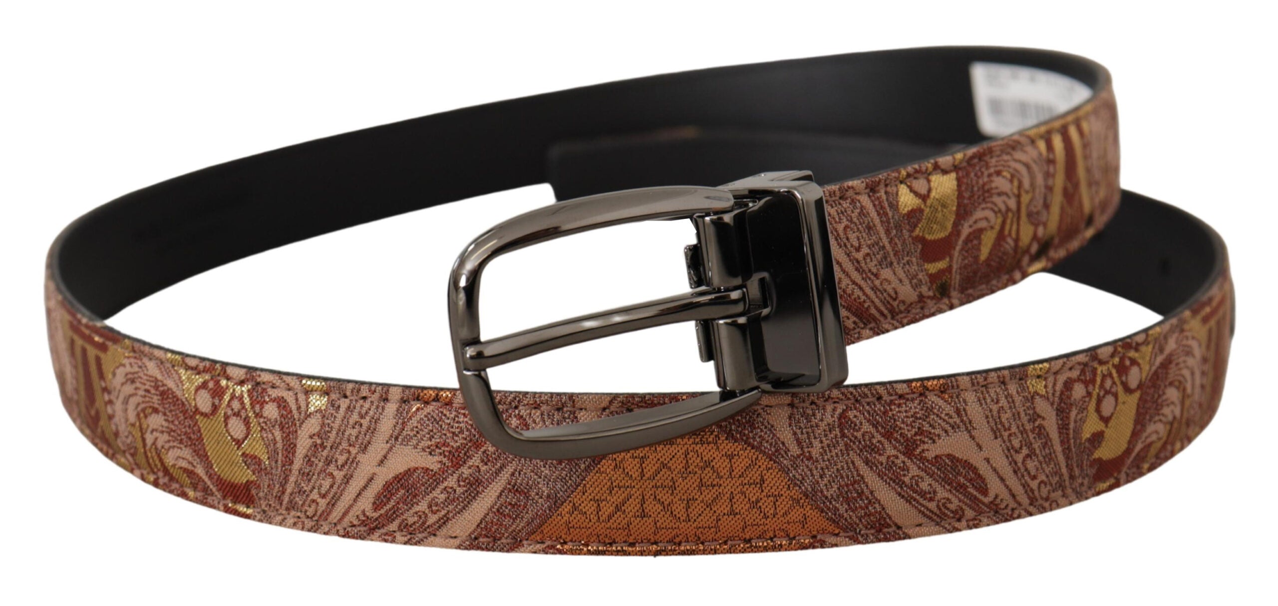 Multicolor Embossed Leather Black Metal Buckle Belt - 85-cm-34-inches