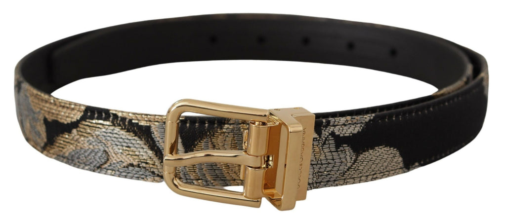 Multicolor Jacquard Leather Logo Gold Buckle Belt - 90-cm-36-inches