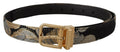 Multicolor Jacquard Leather Logo Gold Buckle Belt - 90-cm-36-inches