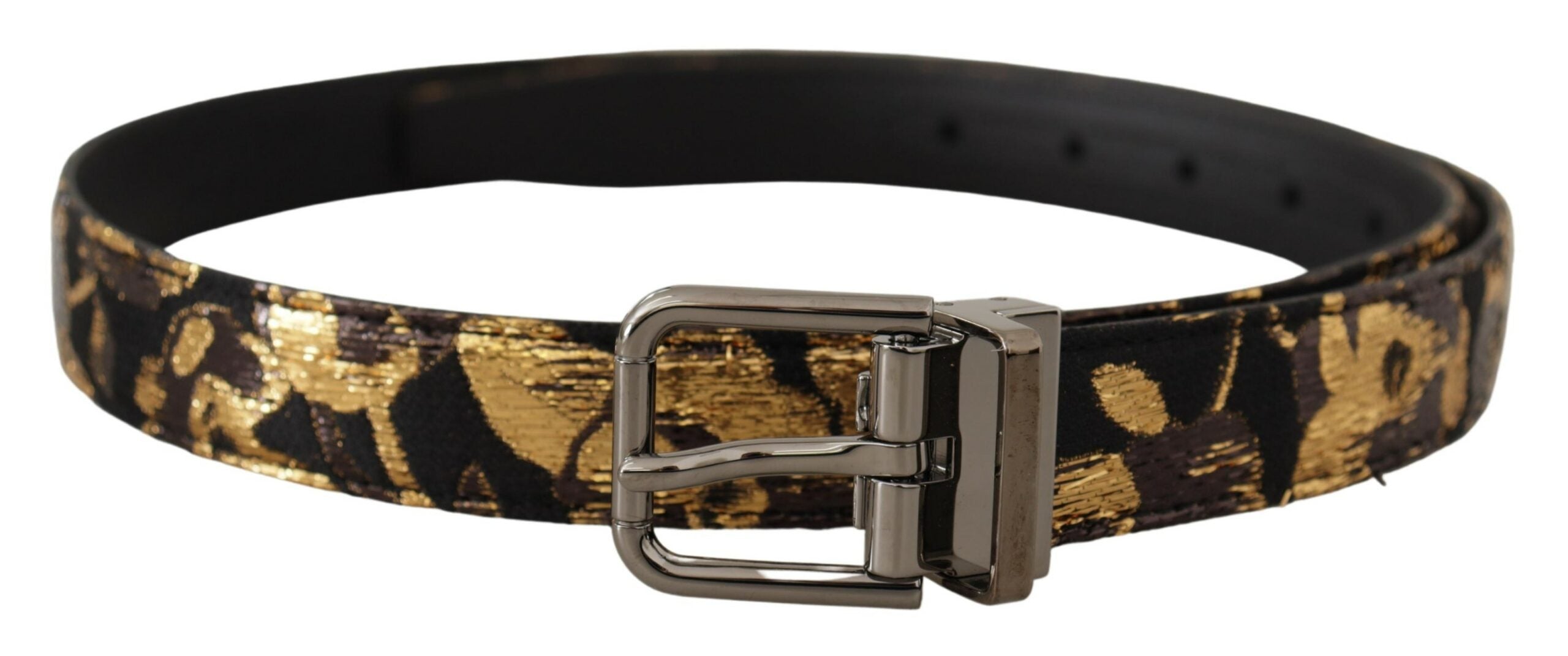 Multicolor Jacquard Leather Logo Metal Buckle Belt - 90-cm-36-inches