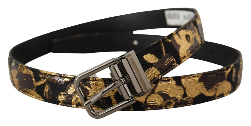 Multicolor Jacquard Leather Logo Metal Buckle Belt - 90-cm-36-inches