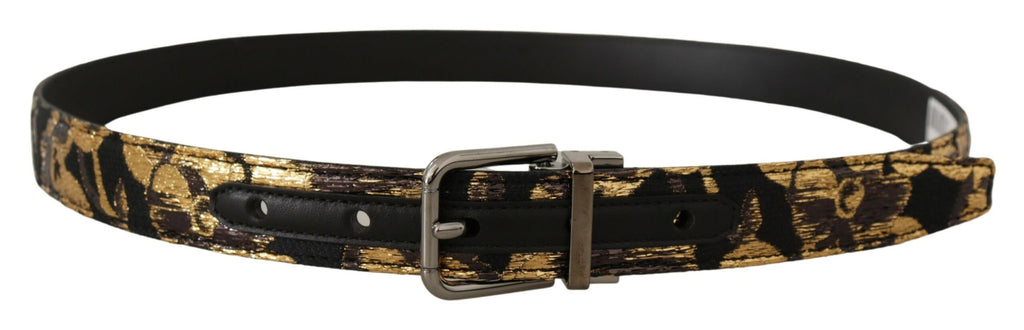 Multicolor Jacquard Leather Logo Metal Buckle Belt - 90-cm-36-inches