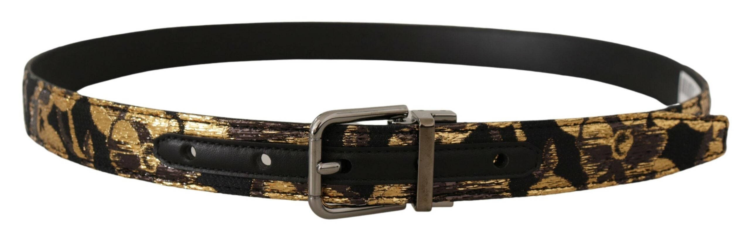 Multicolor Jacquard Leather Logo Metal Buckle Belt - 90-cm-36-inches