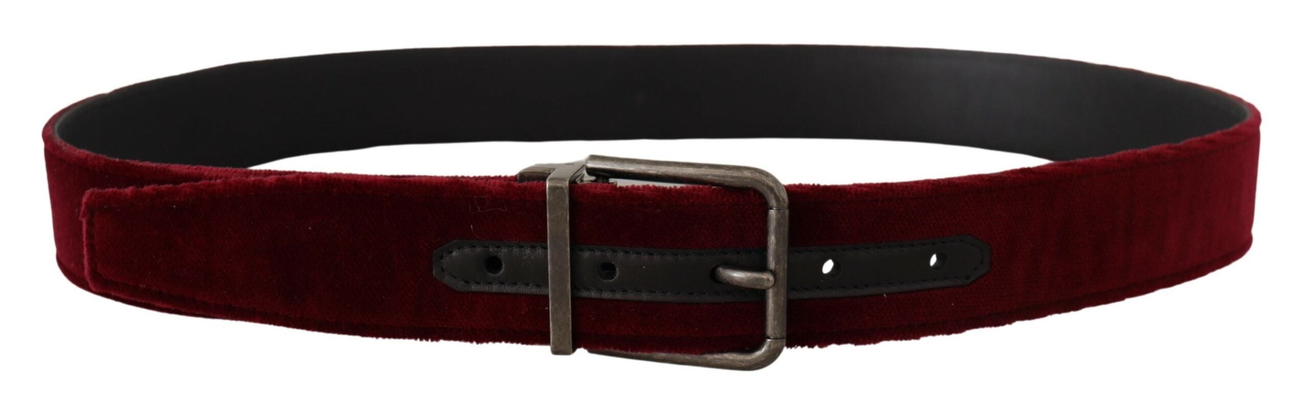 Maroon Velvet Leather Wide Vintage Metal Buckle Belt - 90-cm-36-inches