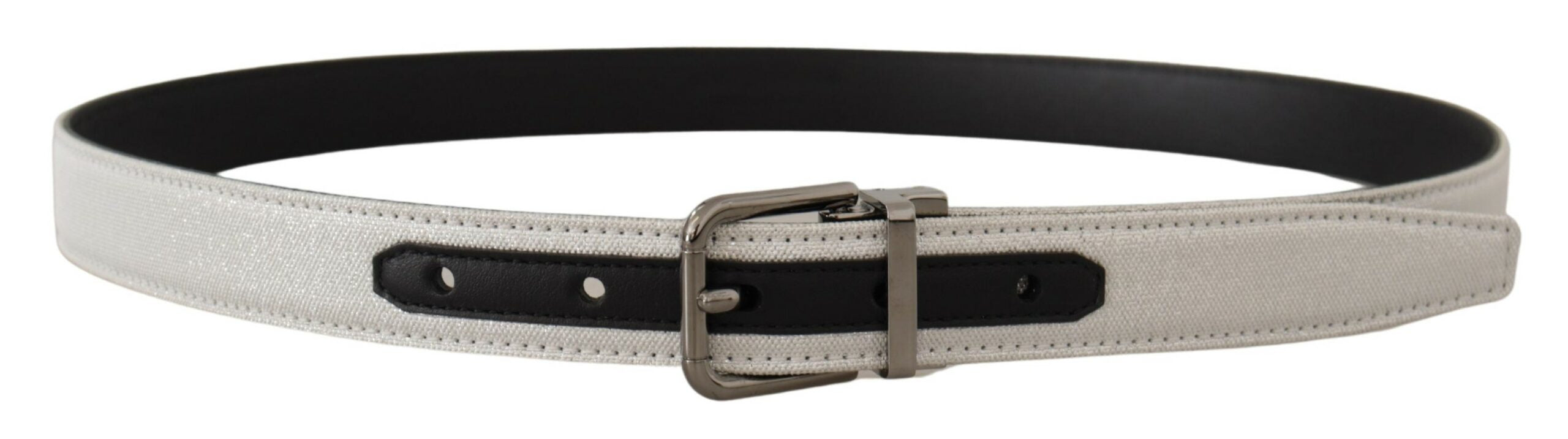 White Leather Black Chrome Logo Buckle Belt - 90-cm-36-inches