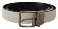 White Leather Silver Engraved Belt - 85-cm-34-inches