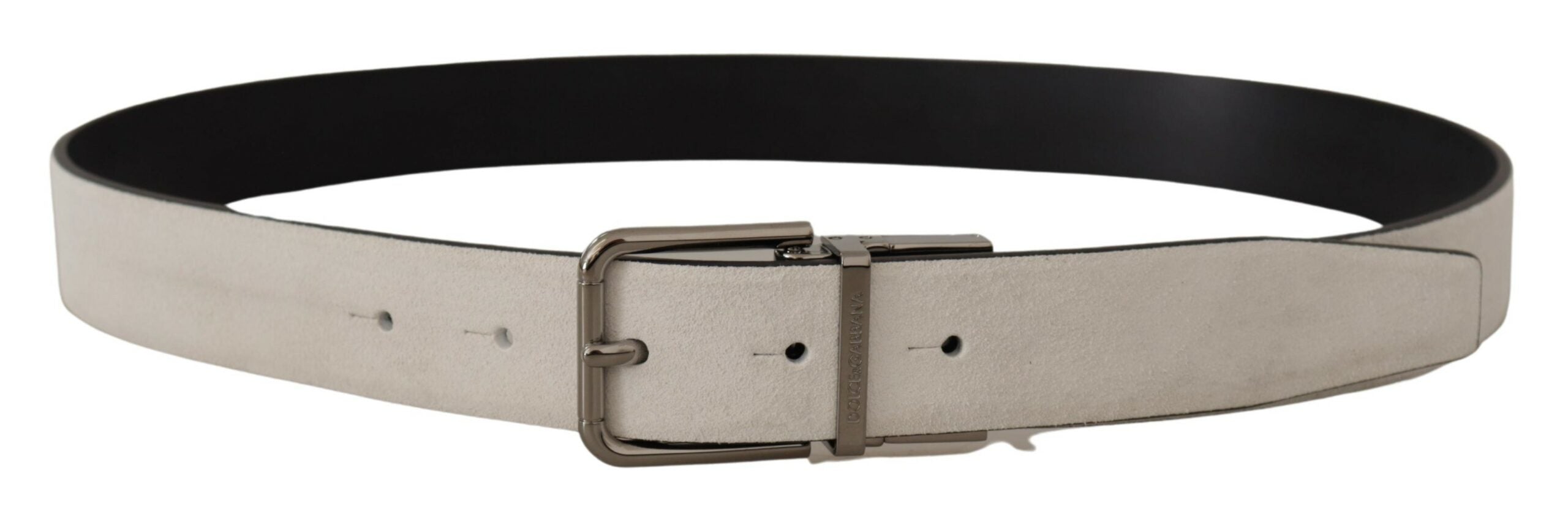 White Leather Silver Engraved Belt - 85-cm-34-inches