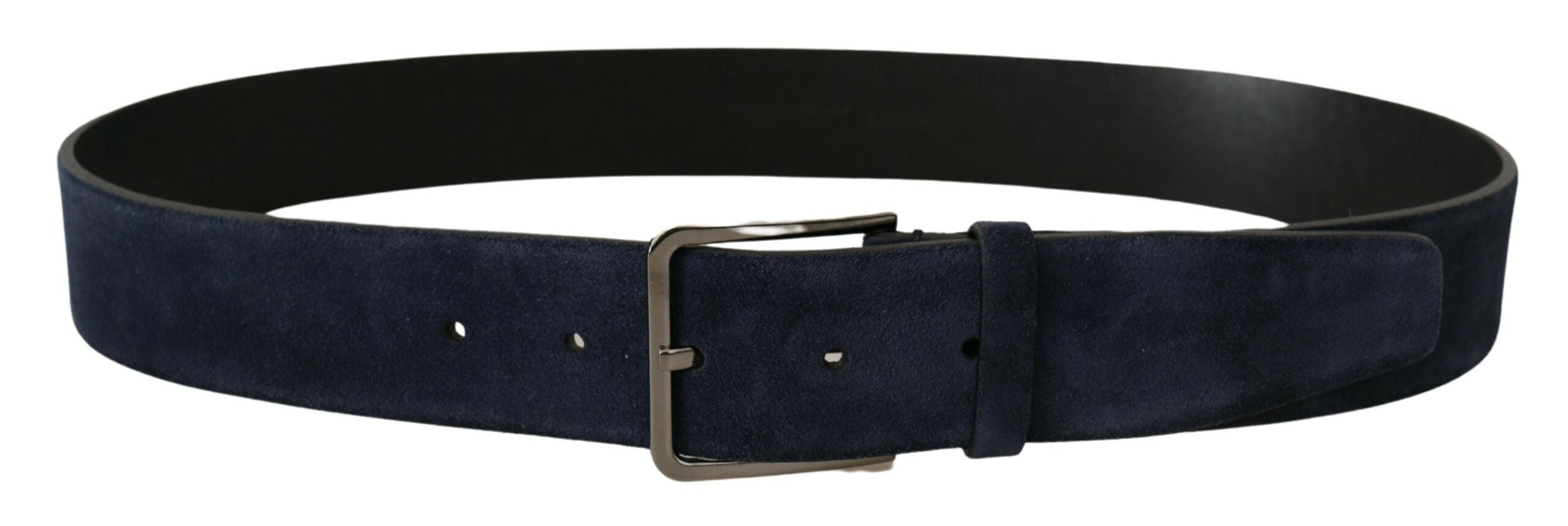 Navy Blue Velvet Leather Silver Logo Buckle Belt - 90-cm-36-inches