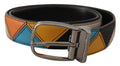 Multicolor Leather Silver Tone Logo Buckle Belt - 90-cm-36-inches