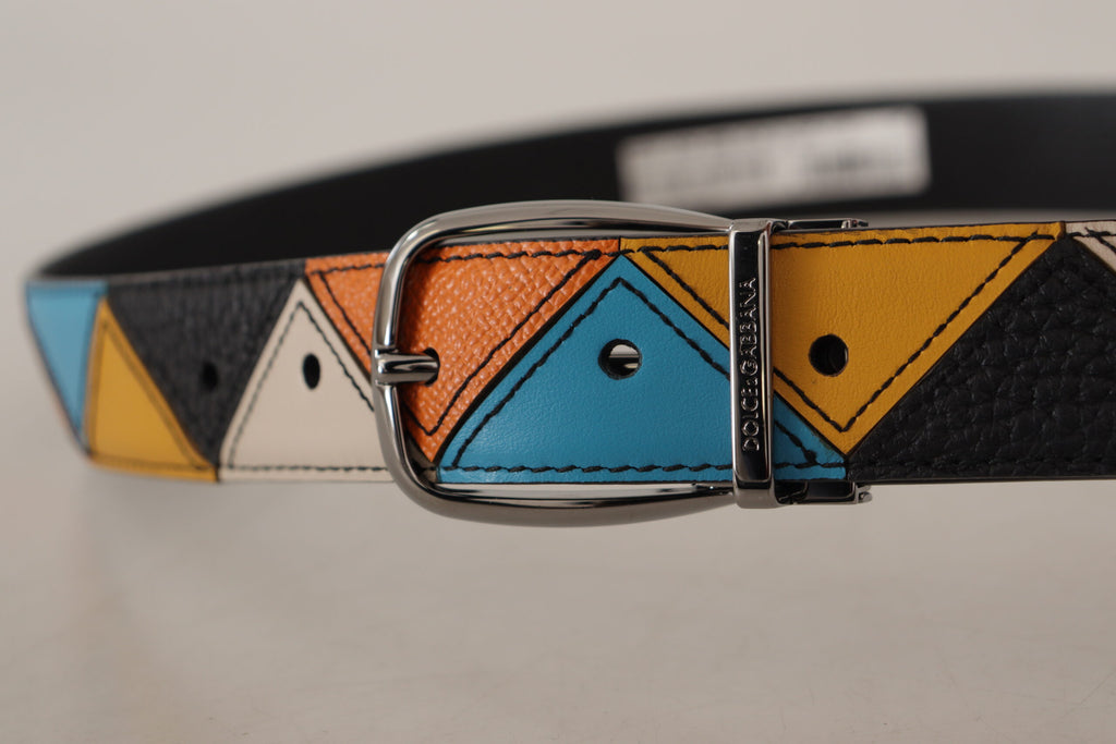 Multicolor Leather Silver Tone Logo Buckle Belt - 90-cm-36-inches