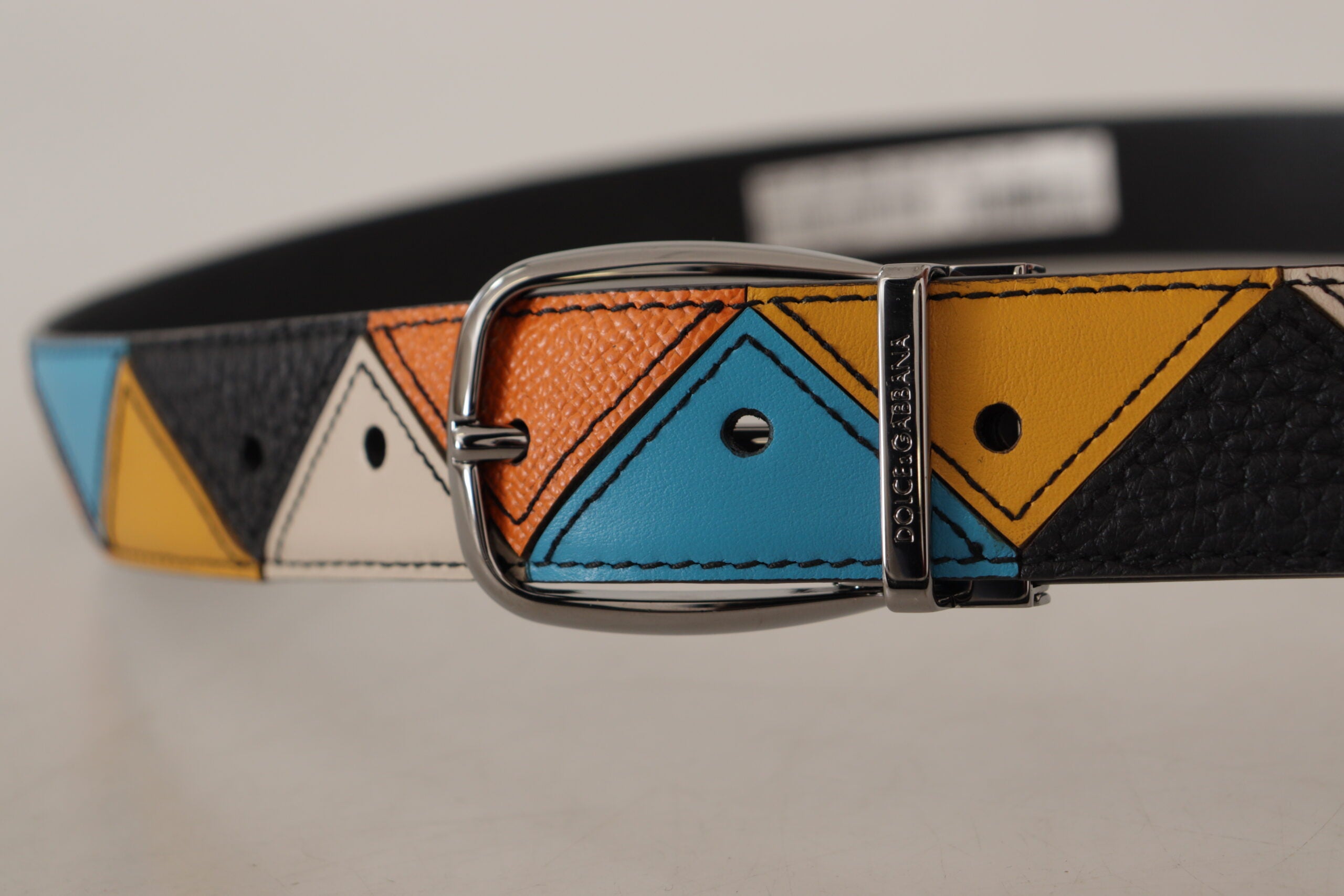 Multicolor Leather Silver Tone Logo Buckle Belt - 90-cm-36-inches