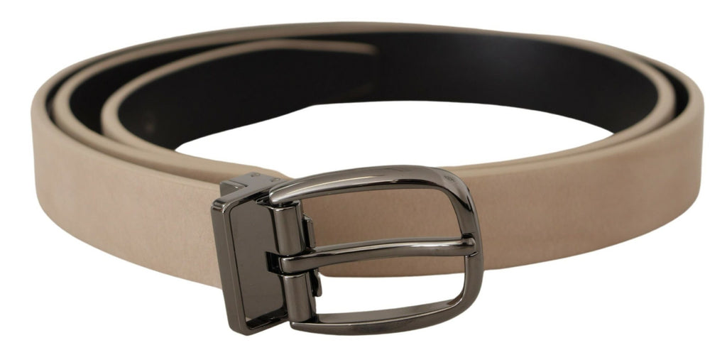 Beige Vitello Beige Tone Logo Metal Buckle Belt - 90-cm-36-inches