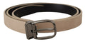 Beige Vitello Beige Tone Logo Metal Buckle Belt - 90-cm-36-inches