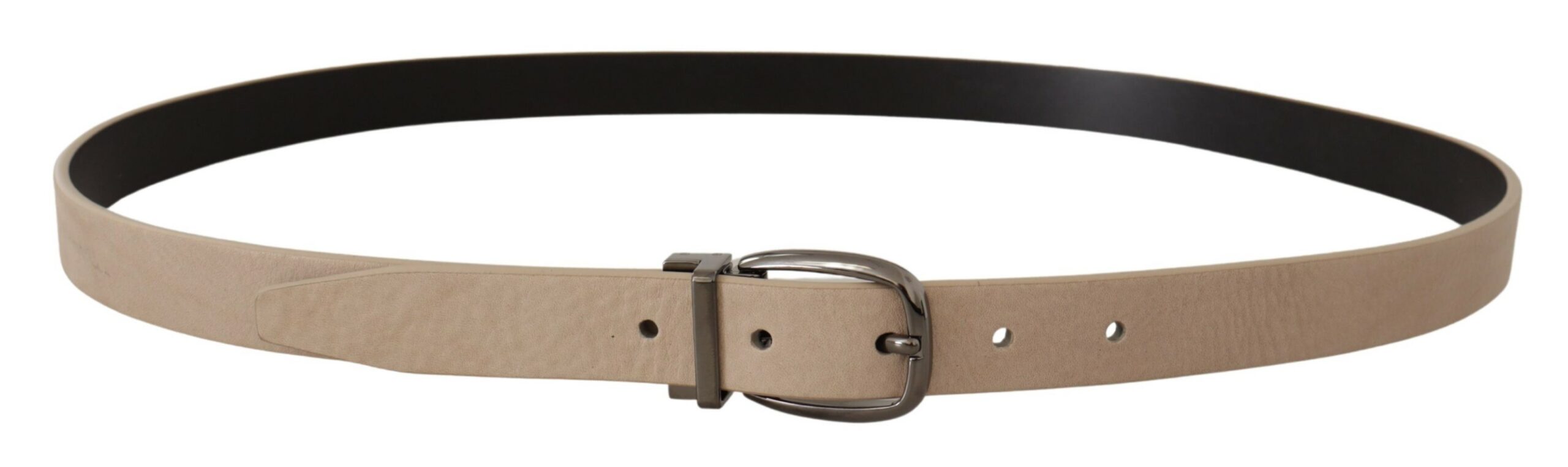 Beige Vitello Beige Tone Logo Metal Buckle Belt - 90-cm-36-inches