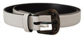 White Leather Crystal Metal Buckle Belt - 90-cm-36-inches