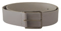 White Leather Wide Silver Metal Buckle Belt - 90-cm-36-inches
