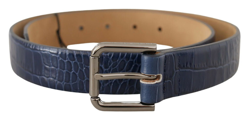 Belt Blue Exotic Leather... Metal Logo Buckle Dress - 85-cm-34-inches