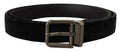 Black Velvet Silver Tone Logo Metal Buckle Belt - 95-cm-38-inches