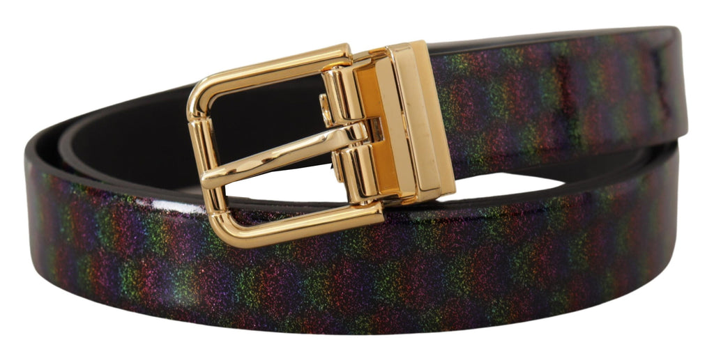 Black Vernice Dama Glitt...her Gold Tone Metal Belt - 90-cm-36-inches