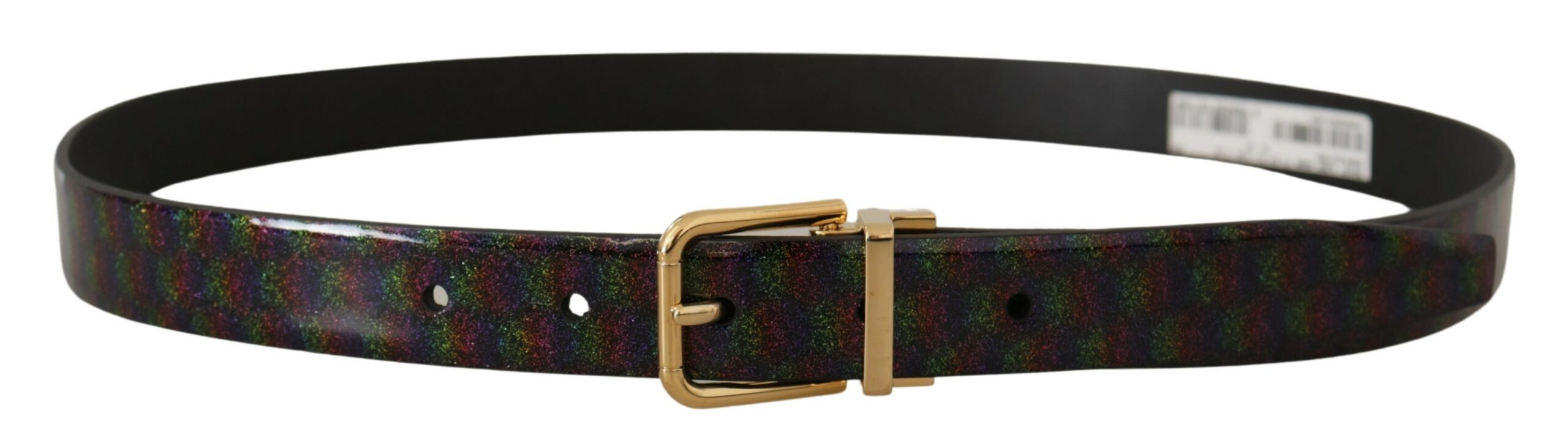Black Vernice Dama Glitt...her Gold Tone Metal Belt - 90-cm-36-inches