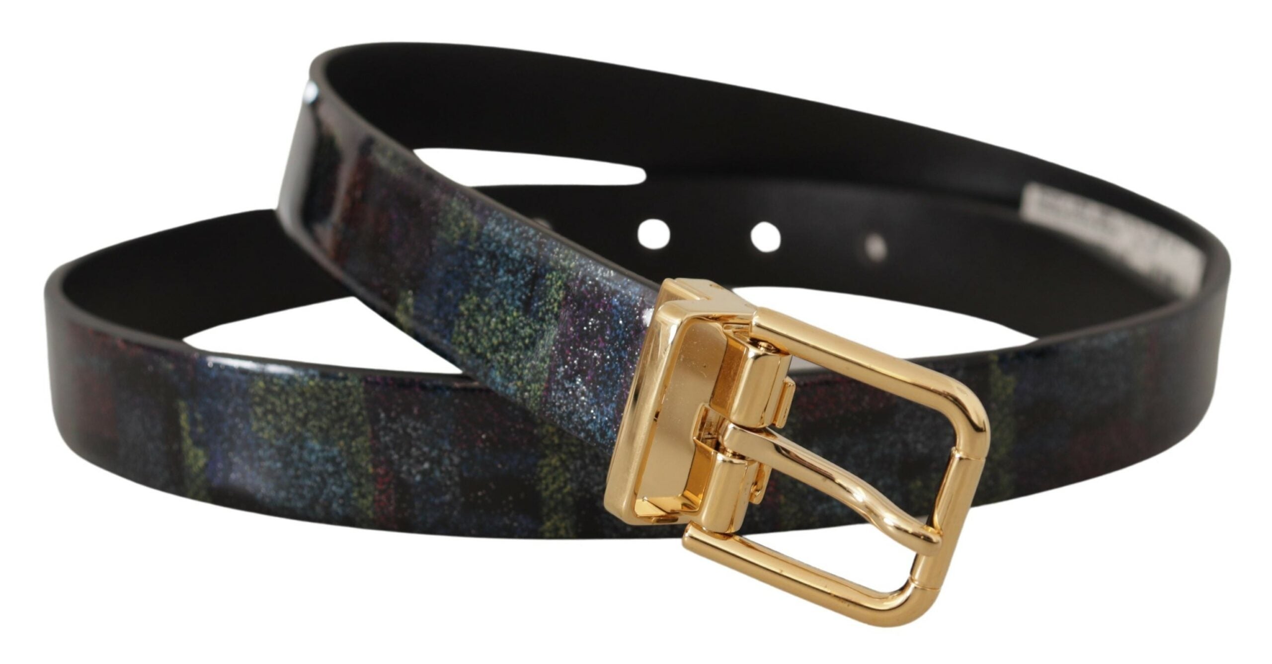 Multicolor Leather Gold Tone Metal Vernice Belt - 90-cm-36-inches