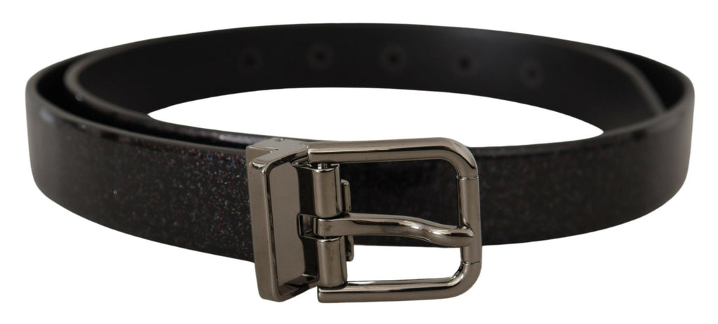 Black Vernice Puntinata ...r Silver Tone Metal Belt - 90-cm-36-inches