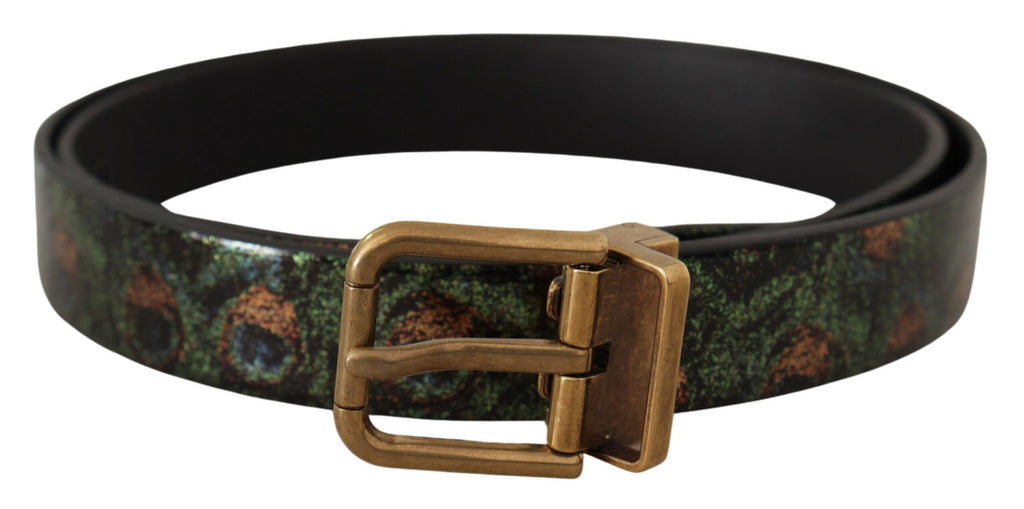 Multicolor Leather Vernice Pavone Bronze Metal Belt - 90-cm-36-inches