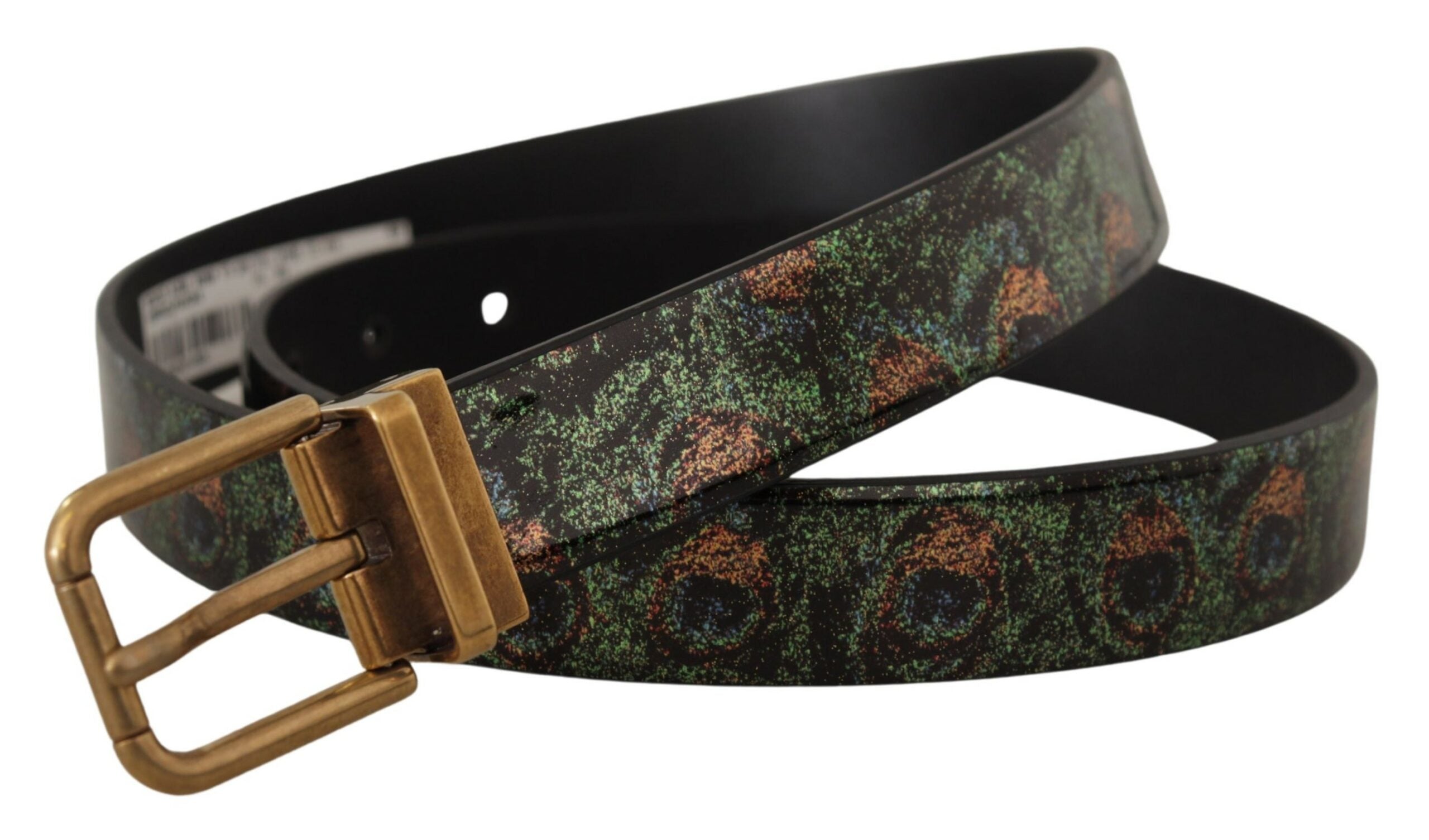 Multicolor Leather Vernice Pavone Bronze Metal Belt - 90-cm-36-inches