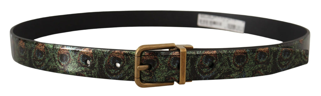 Multicolor Leather Vernice Pavone Bronze Metal Belt - 90-cm-36-inches