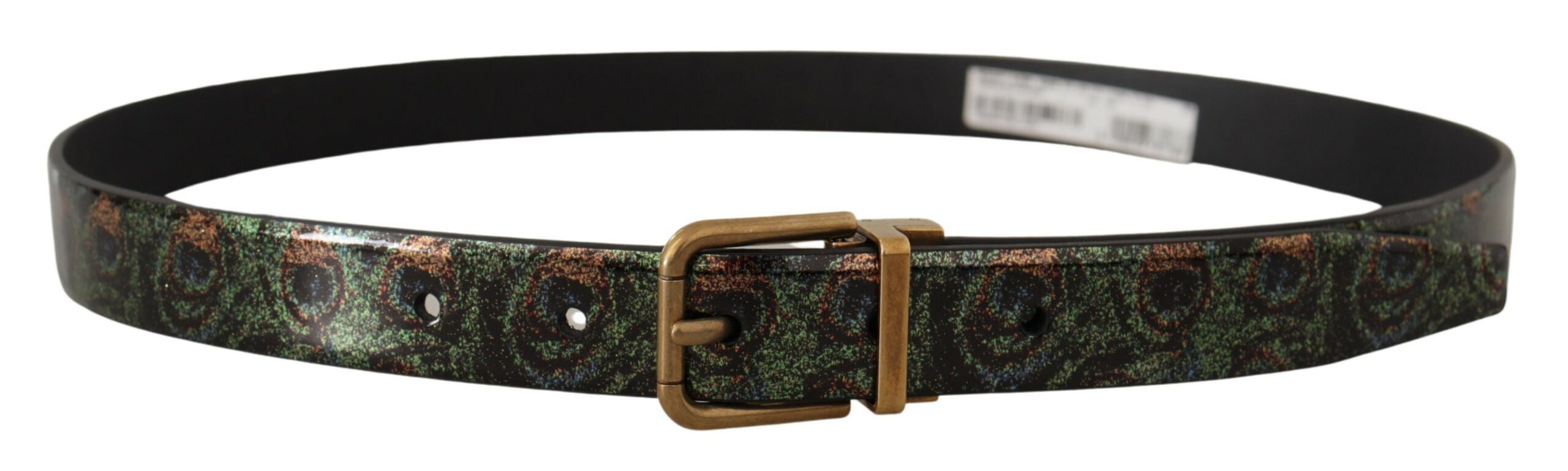 Multicolor Leather Vernice Pavone Bronze Metal Belt - 90-cm-36-inches