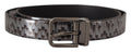 Gray Herringbone Leather Gray 3D Metal Buckle Belt - 90-cm-36-inches