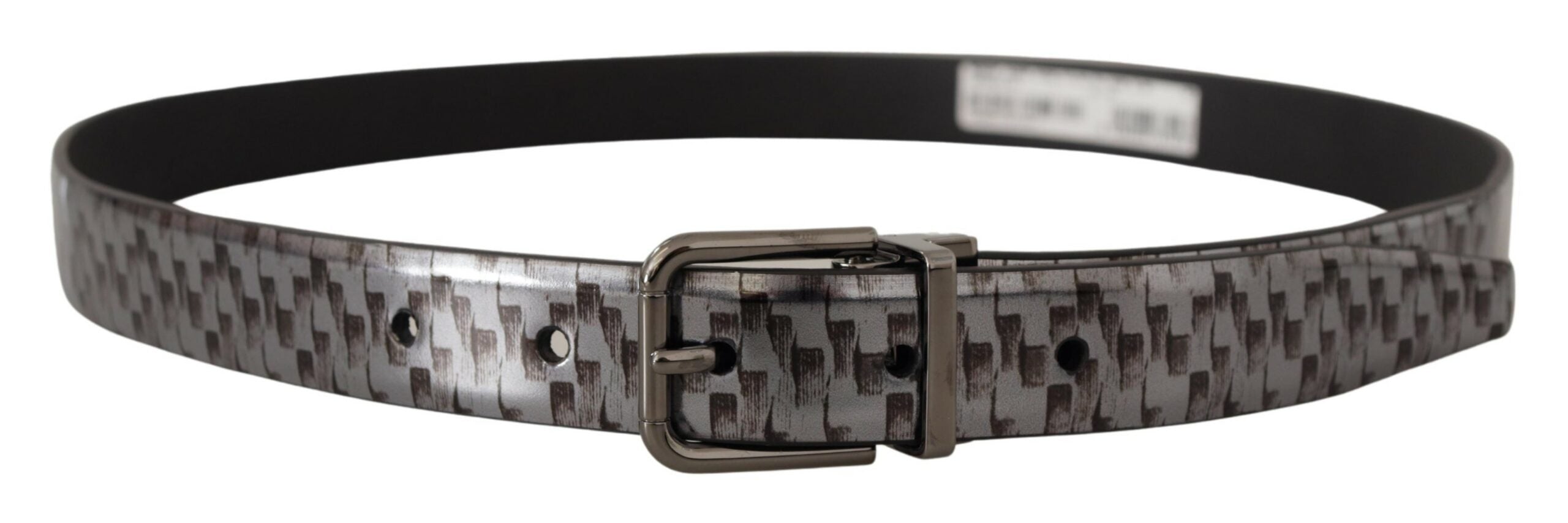 Gray Herringbone Leather Gray 3D Metal Buckle Belt - 90-cm-36-inches