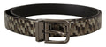 Brown Herringbone Leather Gray Belt - 90-cm-36-inches