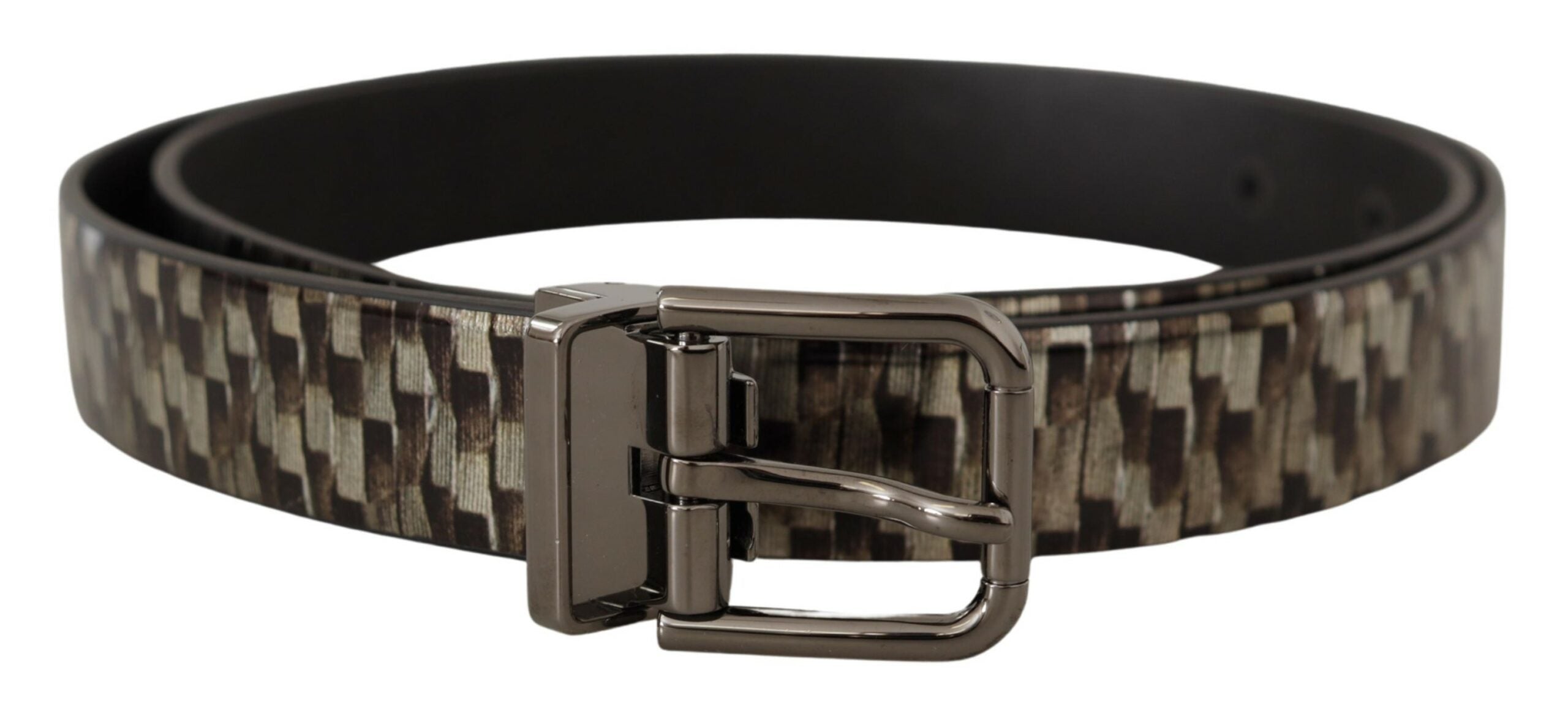 Brown Herringbone Leather Gray Belt - 90-cm-36-inches