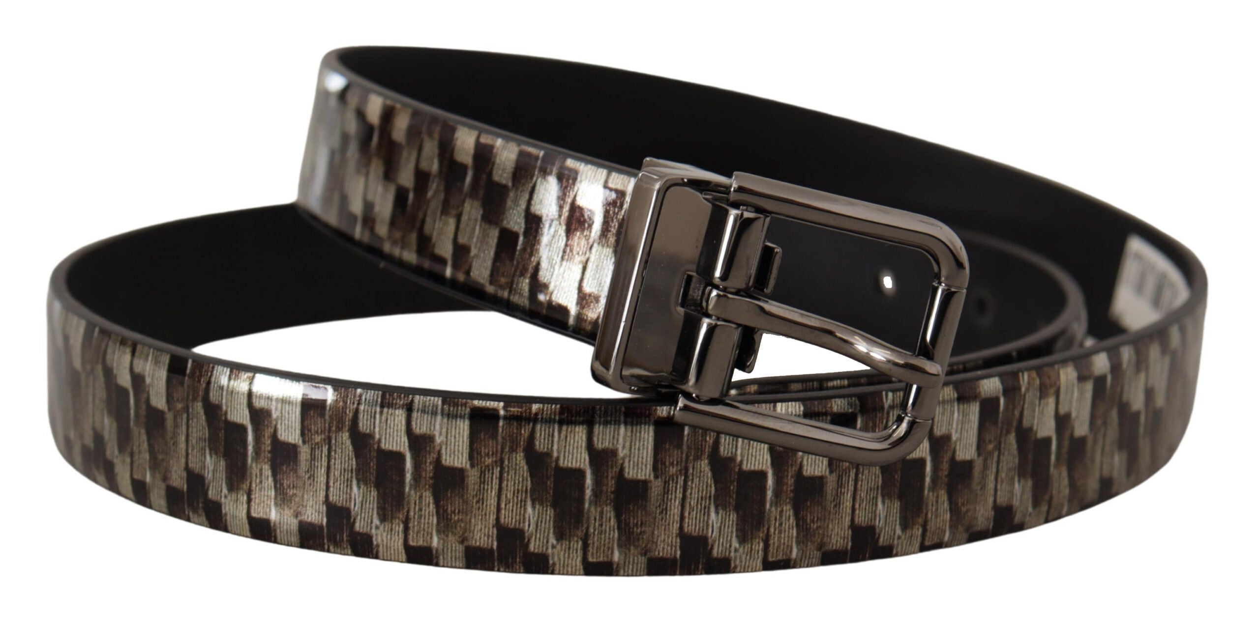 Brown Herringbone Leather Gray Belt - 90-cm-36-inches