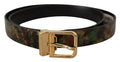 Black Green Leather Bronze Metal Buckle Belt - 90-cm-36-inches